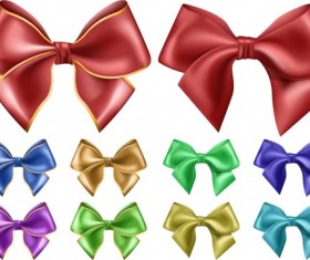 Beautiful colored bow vectors set 01 free download