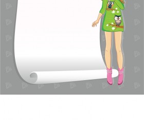 Beautiful girl with blank paper vector 05