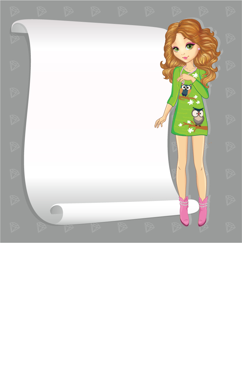 Beautiful girl with blank paper vector 05