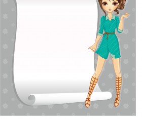 Beautiful girl with blank paper vector 11