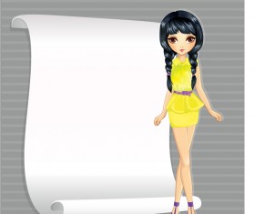 Beautiful girl with blank paper vector 13