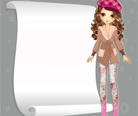 Beautiful girl with blank paper vector 16