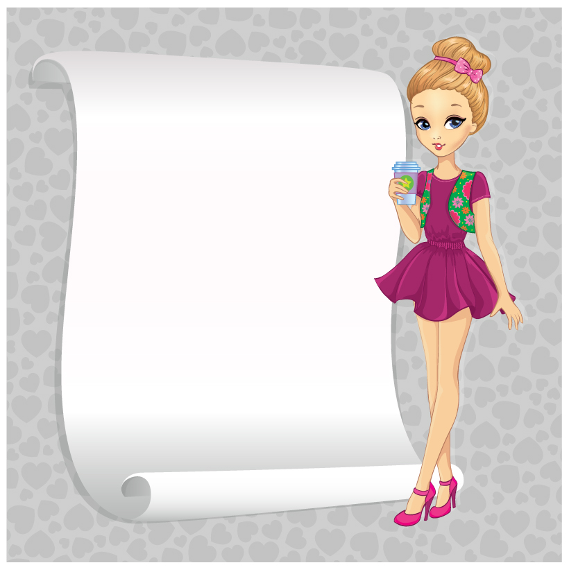 Beautiful girl with blank paper vector 17