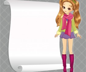 Beautiful girl with blank paper vector 18
