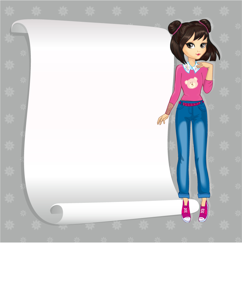 Beautiful girl with blank paper vector 20