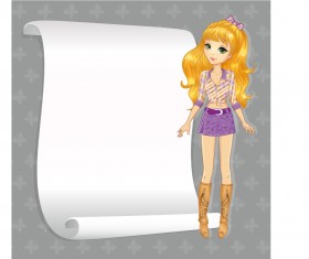 Beautiful girl with blank paper vector 21
