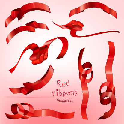 Beautiful red ribbon set 01