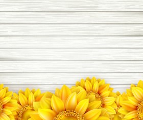 Beautiful sunflowers with wooden background vector 06