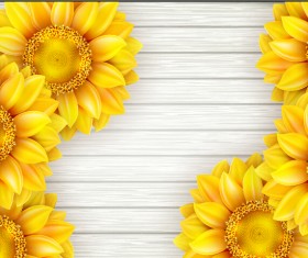 Beautiful sunflowers with wooden background vector 10