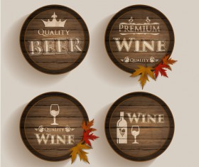 Beer with wine wooden labels vector 01
