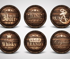 Beer with wine wooden labels vector 02