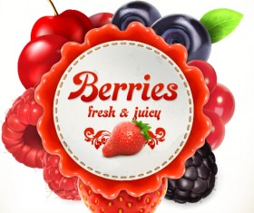 Labels with fruit and berries vector free download