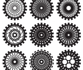Black gears icons vector set 03