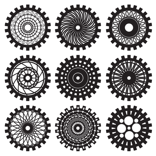 Black gears icons vector set 03 free download