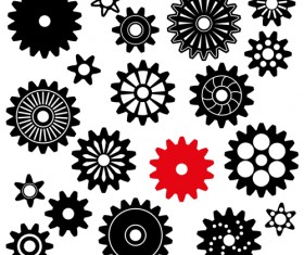Black gears icons vector set 04
