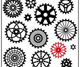 Black gears icons vector set 05