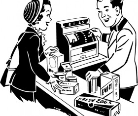 Black with white food shopping poster vector 01