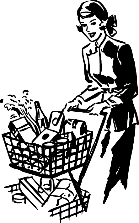 shopping black and white clipart