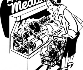 Black with white food shopping poster vector 14