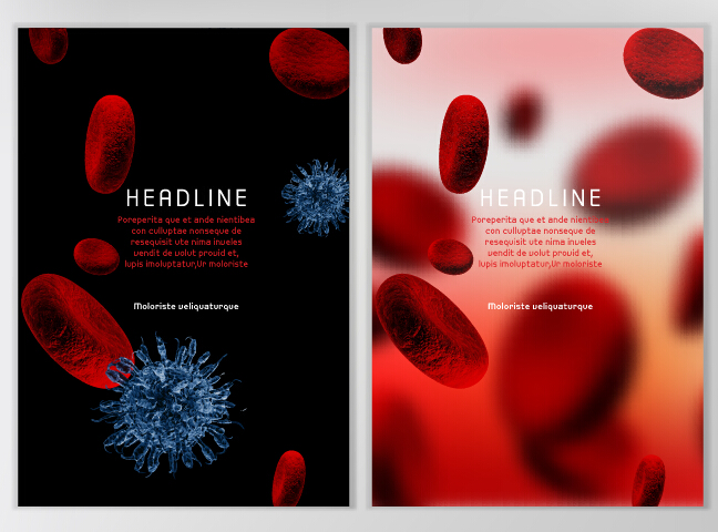 Blood cell with brochure cover vector 01