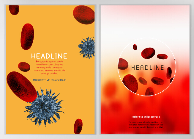 Blood cell with brochure cover vector 02