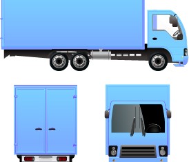 Blue cargo delivery van vectors