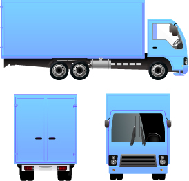 Blue cargo delivery van vectors