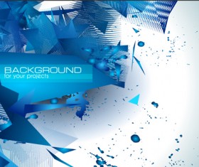 Blue geometric shapes with grunge background vector