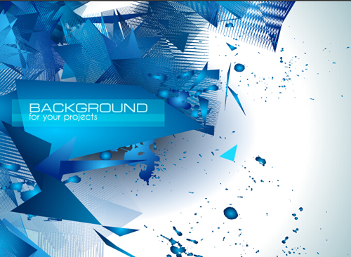 Blue geometric shapes with grunge background vector