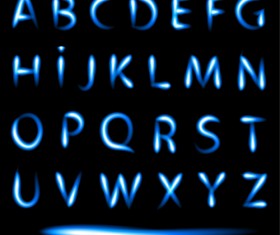 Blue light alphabet vectors