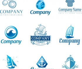 Blue styles company logos vectors set 01
