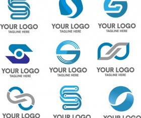 Blue styles company logos vectors set 02