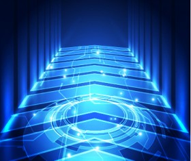 Blue tech futuristic background vector 02