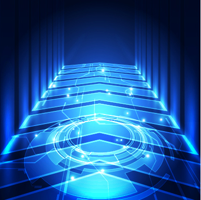 Blue tech futuristic background vector 02