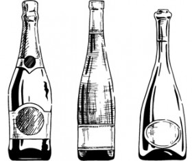 Bottles hand drawing vector design 01