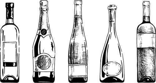 Bottles hand drawing vector design 01