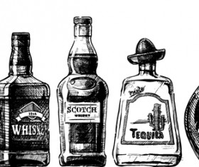 Bottles hand drawing vector design 03