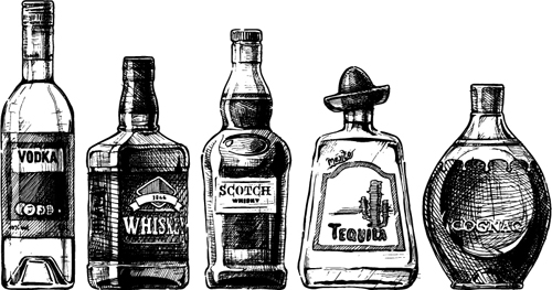 Bottles hand drawing vector design 03