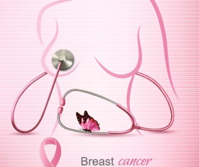 Breast cancer awareness advertising posters pink styles vector 04