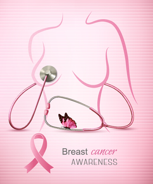 Breast cancer awareness advertising posters pink styles vector 04