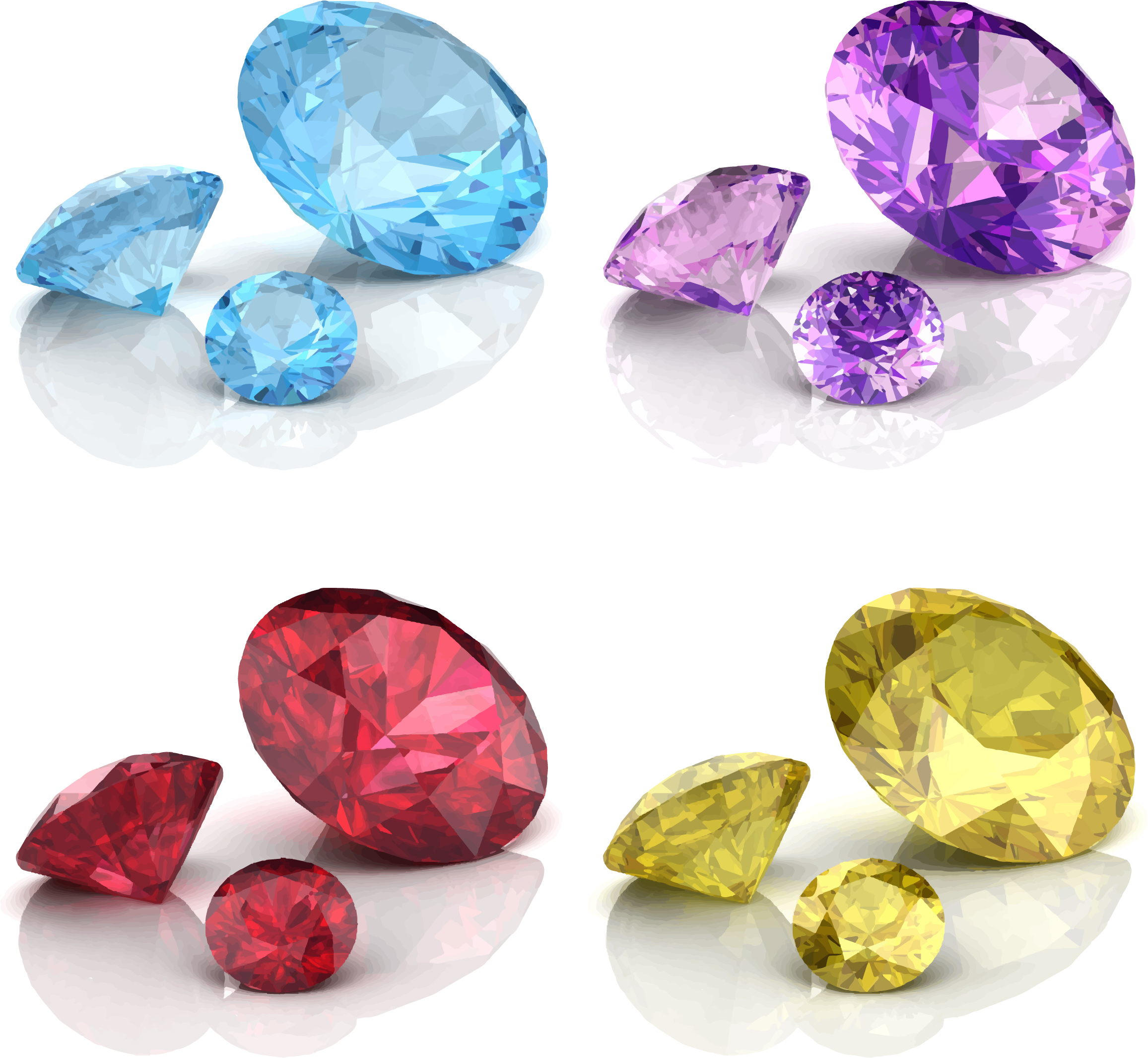 Bright colored diamonds vector set 02