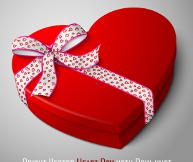 Bright heart box with bow-knot vector
