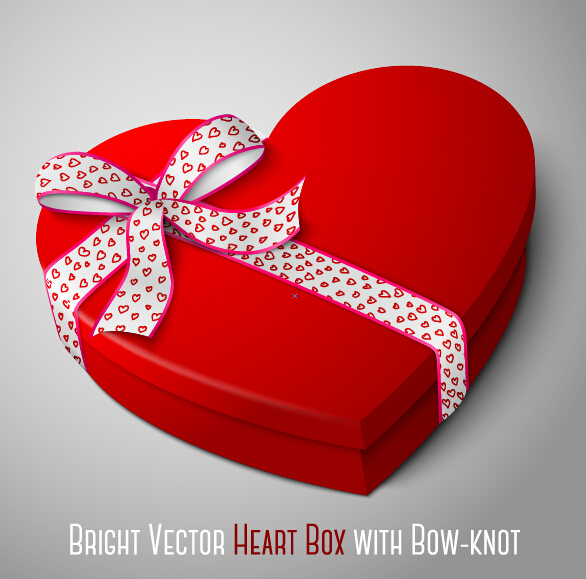 Bright heart box with bow-knot vector