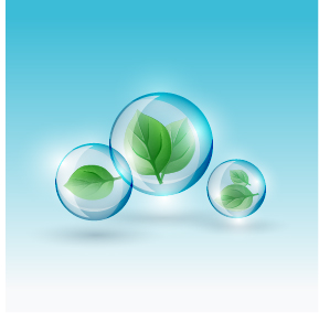 Bubble with green leaves vector template 01