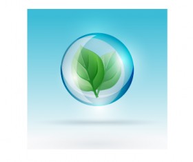 Bubble with green leaves vector template 02