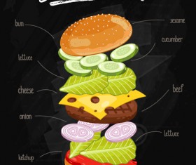 Burger Ingredients design vector 01