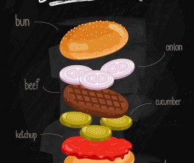 Burger Ingredients design vector 04