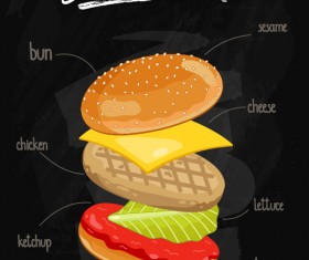 Burger Ingredients design vector 05