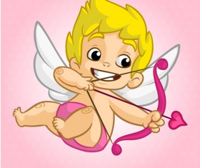 Cartoon cupid with bow vectors set 01