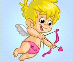 Cartoon cupid with bow vectors set 02